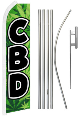 C.B.D. Green Swooper Super Flag & 16ft Flagpole Kit / Ground Spike