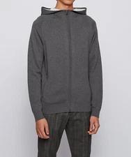 HUGO BOSS SLIM FITTED Gray Wool Cotton Blend mens Hooded PAOLI Jacket MEDIUM