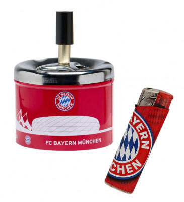 FC Bayern München Drehaschenbecher und Logo Feuerzeug im Set Aschenbecher FCB
