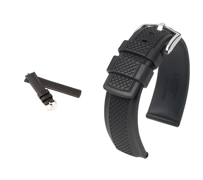 HIRSCH Caoutchouc Uhrenarmband ''Accent'', 20-24 mm, schwarz, neu!