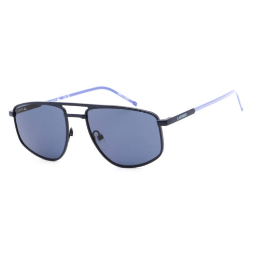 Męskie okulary przeciwsłoneczne Lacoste matowe niebieskie/jasnoniebieskie prostokątne metalowe ramki L254S 401 - Zdjęcie 1 z 2