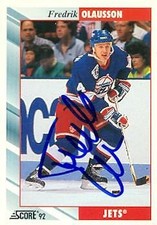Fredrik Olausson autographed Hockey Card (Winnipeg Jets) 1992 Score #13
