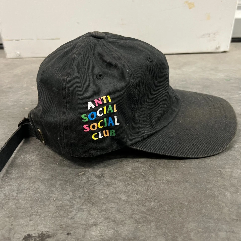 Anti Social Social Club Baseball Cap Mens Black Logo The Classics Strapback Hat - Image 2 of 4