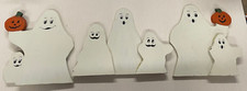 3 Sets of Vintage Hand Made Primitive Wooden Halloween Ghosts 8" Tall 1992