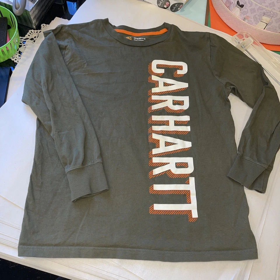Carhartt Boys Youth medium 10-12 Shirt Top Long Sleeve 100% Cotton, Olive Green - Image 2 of 4