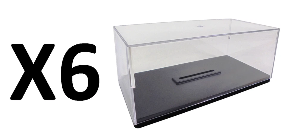 Lot de 6 boites vitrine cristal acrylique + socles pour voiture miniature 1/24 - Photo 1/4