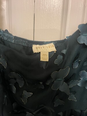 Thirty Thirty Women's Mini Party Dress Butterfly Green Short Sleeve Size  Medium