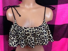 Victoria's Secret PINK Swim Flounce Bikini Top Animal Print Extra Small XS NEW