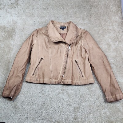 Bagatelle Faux Suede Leather Jacket Womens XL Open Front Long Sleeve moto