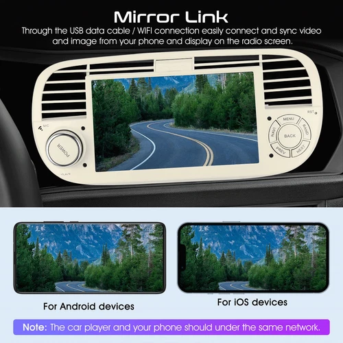 For Fiat 500 2007-2015 7" Carplay Android Auto 2+32G Car Stereo Radio GPS w/Cam - Picture 12 of 15