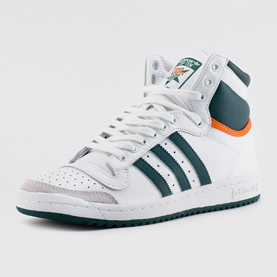 ADIDAS ORIGINALS TOP TEN HI WHITE/GREEN/ORANGE - LEATHER MIAMI HURRICANES Sz 10 | eBay