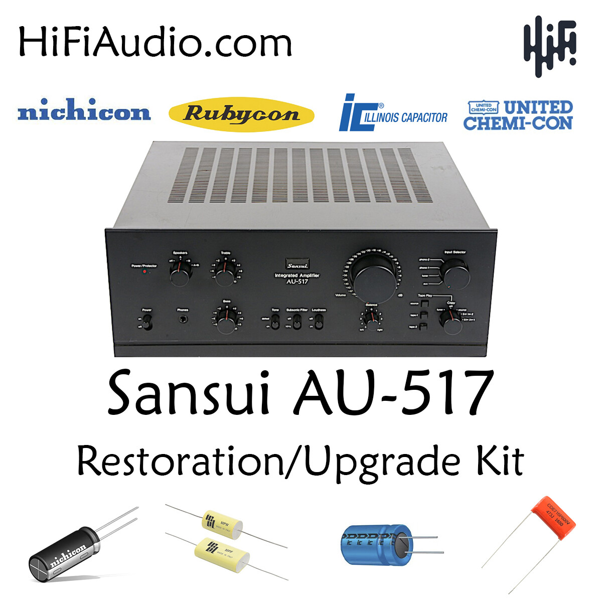 オーディオ・ラボ・SHINSUI Sansui AU-517 rebuild restoration recap upgrade kit repair filter