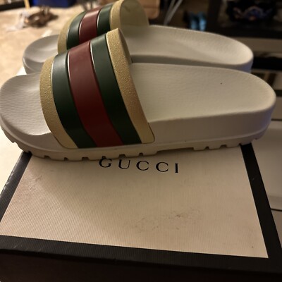 GUCCI \'72 Signature Web Rubber Sport Slides Sz. 12 Gucci Pursuit 72 Pool Slides Slip-on Black Summer Sandals  main image 2
