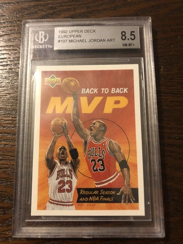 MICHAEL JORDAN 1992 UPPER DECK NBA ART CARD BASKETBALL #107 BGS 8.5 NM-MT