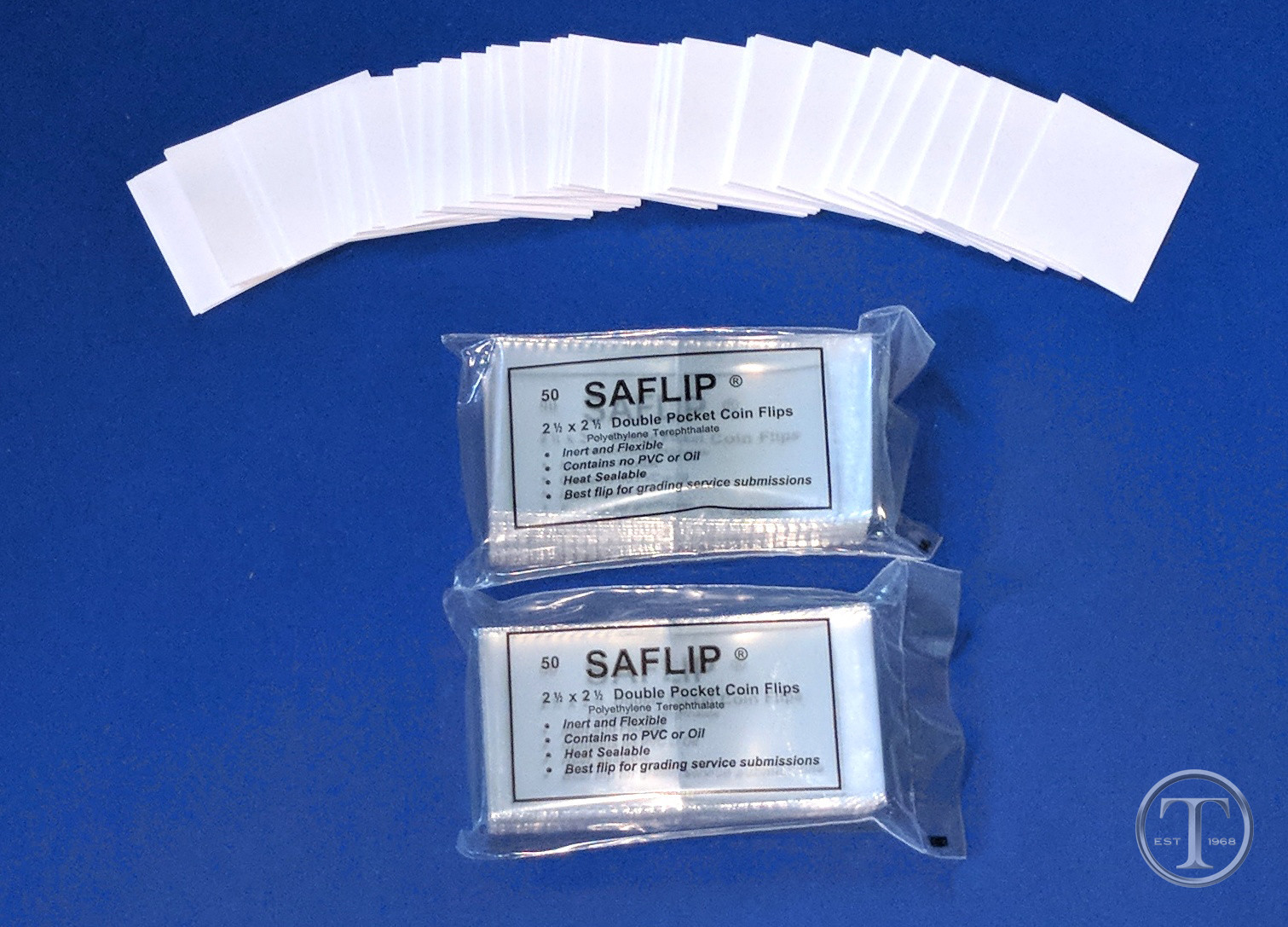 Lot De 50 Pochettes SAFLIP 2" X 2" Sans PVC Pour Pièces De Monnaie - Qualité Musée - Réf. #28510