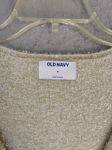 Old Navy Womens Sweater Medium Gold Long Sleeve V Neck Tight Knit Cardigan - Picture 4 of 9