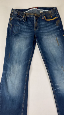 VINTAGE Baby Phat Jeans Women's 11 Blue Distressed Wide Leg Y2K