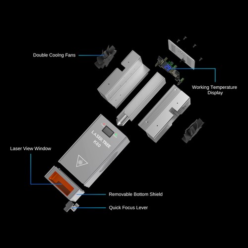 Módulo cortador láser 5W/10W/20W/30W/40W/60W 450nm cabezal láser azul grabado hágalo usted mismo - Imagen 52 de 53
