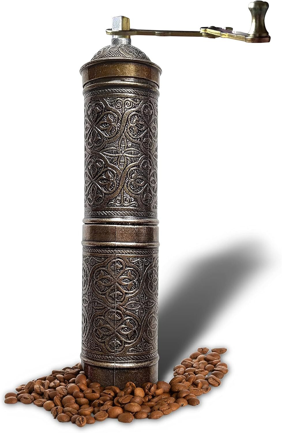 Molinillo de café manual, molinillo de café turco recargable y pimienta (marrón antiguo)