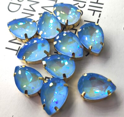 10 Stck. 13x18 mm Hellblau Bonbon Träne Aufnähen Glaskristalle Strasssteine