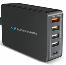 Techsmarter 5-Port Multi USB-C PD Desktop Charger Station for iPhone Samsung LG