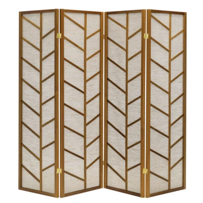 LEGACY DECOR Room Divider Screen with Jute Insert Geometric Cutout Wood 71” High