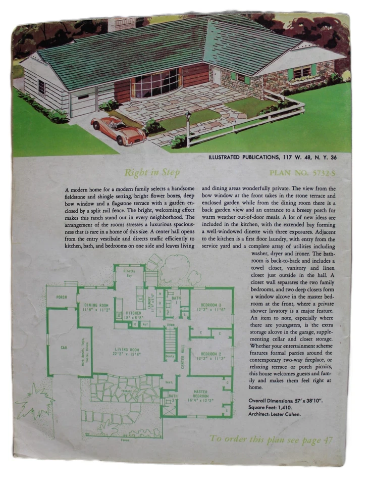 ILLUSTRATED RANCH HOMES  PUBLICATION OF HOUSE DESIGNS PLANS 1958 ISSUE NO.12 - Image 2 of 4