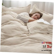 Cotton Muslin Duvet Cover Size, 3-Layer Ultra-Soft King Natural No Comforter 