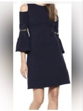 Eliza J Black Cold Shoulder Lace Bell Sleeve Mini Dress Size 14