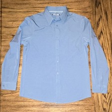 PJ PAUL JONES Men's Blue Woven Long Sleeve Button-Up Shirt Size L Polyester