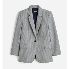 EUC Madewell The Kline Blazer Size 2 Wool Blend Italian Fabric Glen Plaid Check