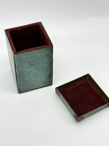 Enrique Zavala Schmuckschatulle Mexiko Modernist Metall Wildleder signiert Pille Schmuck Vogel - Bild 5 von 7