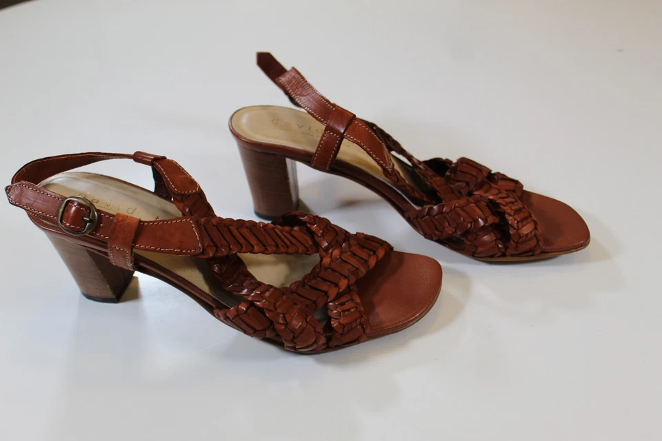 Sandalias de tacón tejido de cuero Amarone para mujer David Tate talla 8 N hechas en Italia Foto 2 de 4
