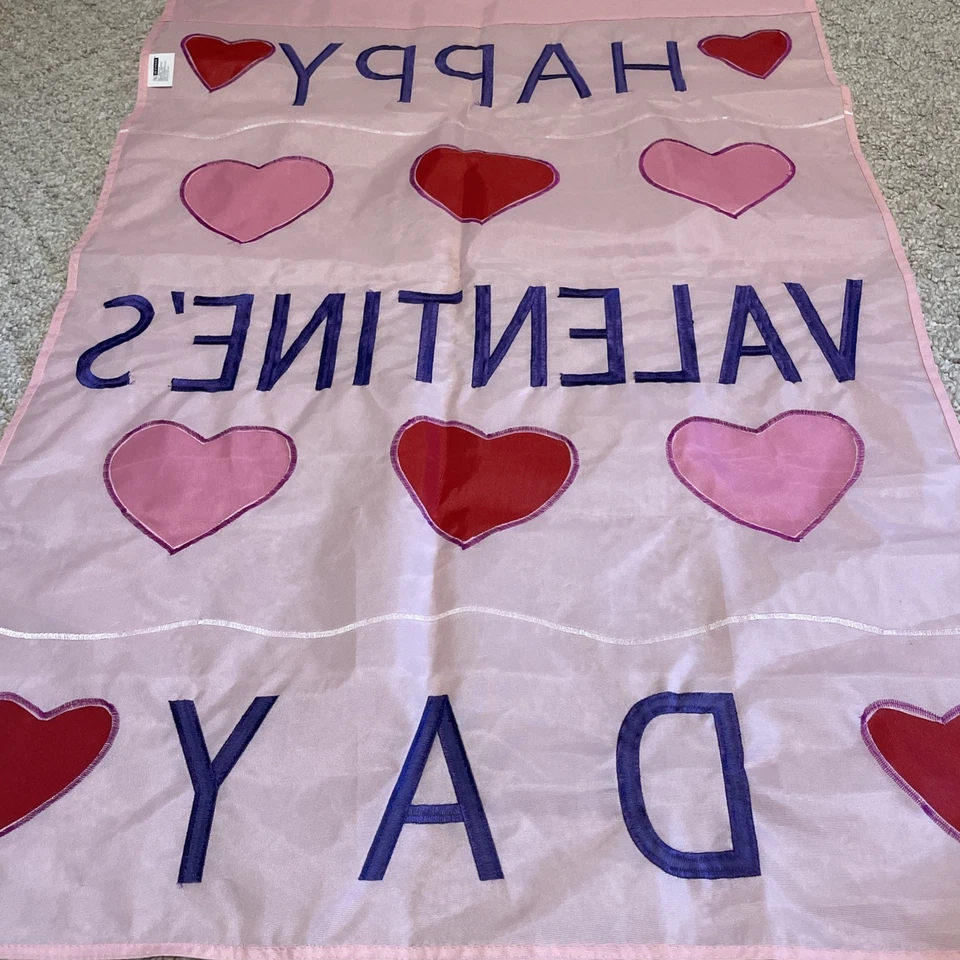 JetMax Feliz Día de San Valentín Bandera Porche Patio Patio Rosa Rojo Púrpura Corazón 39”x 28 Foto 4 de 4