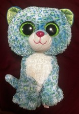 Ty LEONA the Blue Leopard Beanie Boo Buddy Medium Plush 9” VTG EC Fast Shipping