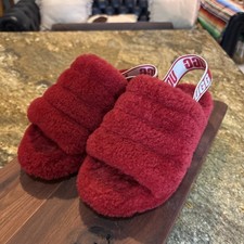 UGG Fluff Yeah Red Platform Slide Slippers Women's Size 6