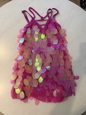 Girls Dance Costume - Size Medium Child Pink with large sequins built in shorts.