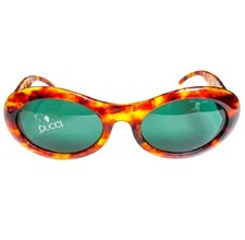 Vintage Gucci Sunglasses GG 2400 Oval Tortoise Havana Brown W Case Logo Designer