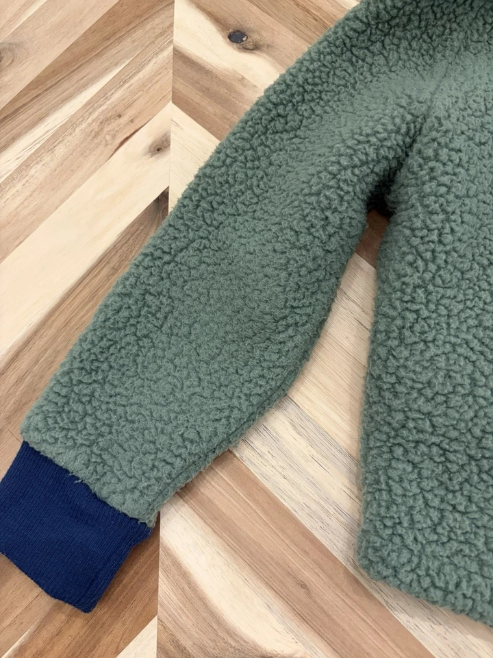 Chaqueta con capucha Patagonia para niños pequeños frente a presión retro pila polar ropa exterior verde 3T Foto 4 de 4