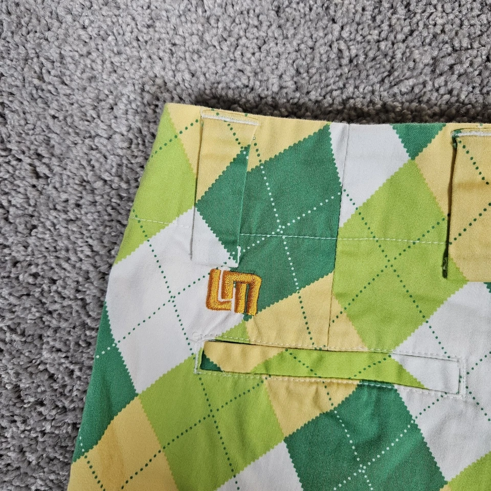 Pantalones Cortos Loudmouth Para Mujer 0 Kelly Verde Argyle Golf A Tisket A Tasket Preppy Foto 3 de 4