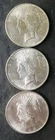 Lot of Three 1923 $1 Peace Silver Dollars