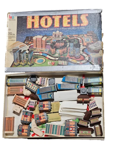 Vtg. 1987 Milton Bradley HOTELS 3-Dimensional Board Game