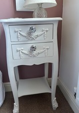 Gustavian / French Style Bedside Cabinet Pair Light Grey