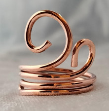 Solid Pure Copper Minimalist Healing Ring, Handmade, Unisex, Wrap Ring