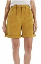MOTHER Pleated Catch All Short in Spruce Yellow Size 30 Boho Anthropologie EUC