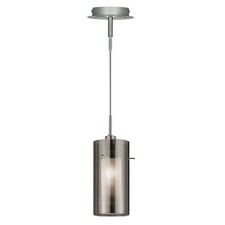 Image of Chrome Finish Ceiling Fitting Pendant Light with Smoked and Frosted Glass Shade