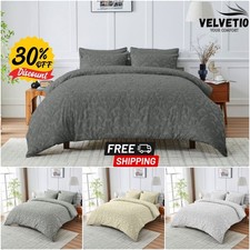 Luxury Damask Duvet Cover Set Soft Microfiber Tufted Bedding Quilt Double King
