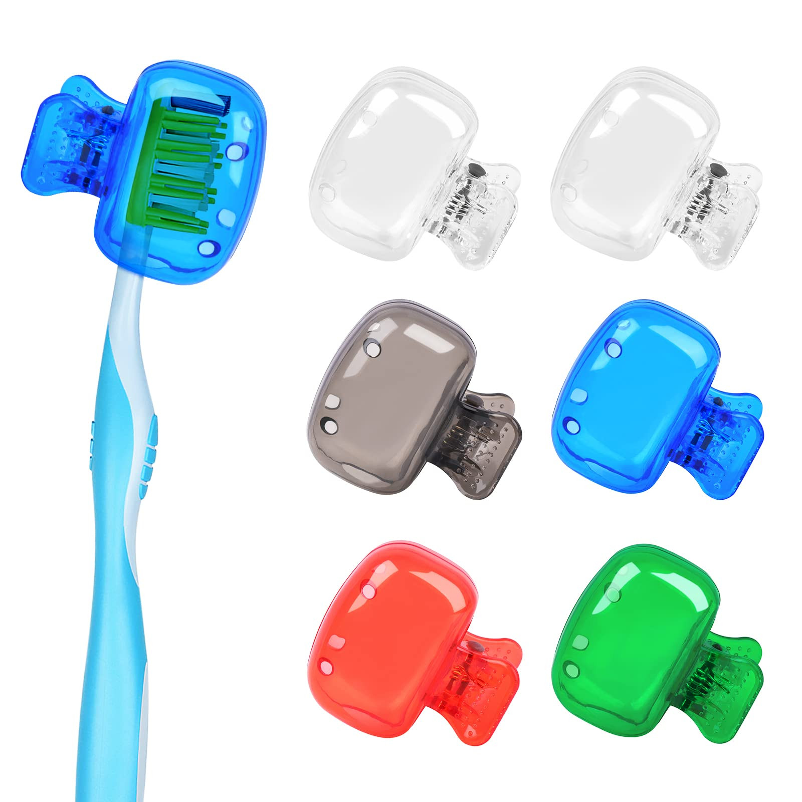 6 Pack Vibrant Toothbrush Cover Caps Multi Color Travel Protector Case