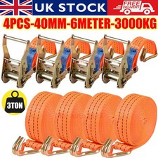 4X Heavy Duty Ratchet Ties Down Straps 40mm-6-Meter Lashing Cargo/Luggage-3000KG