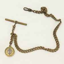 Antique Pocket Watch 12 inch Chain Compass Fob 0.7" Dia Chain Works
